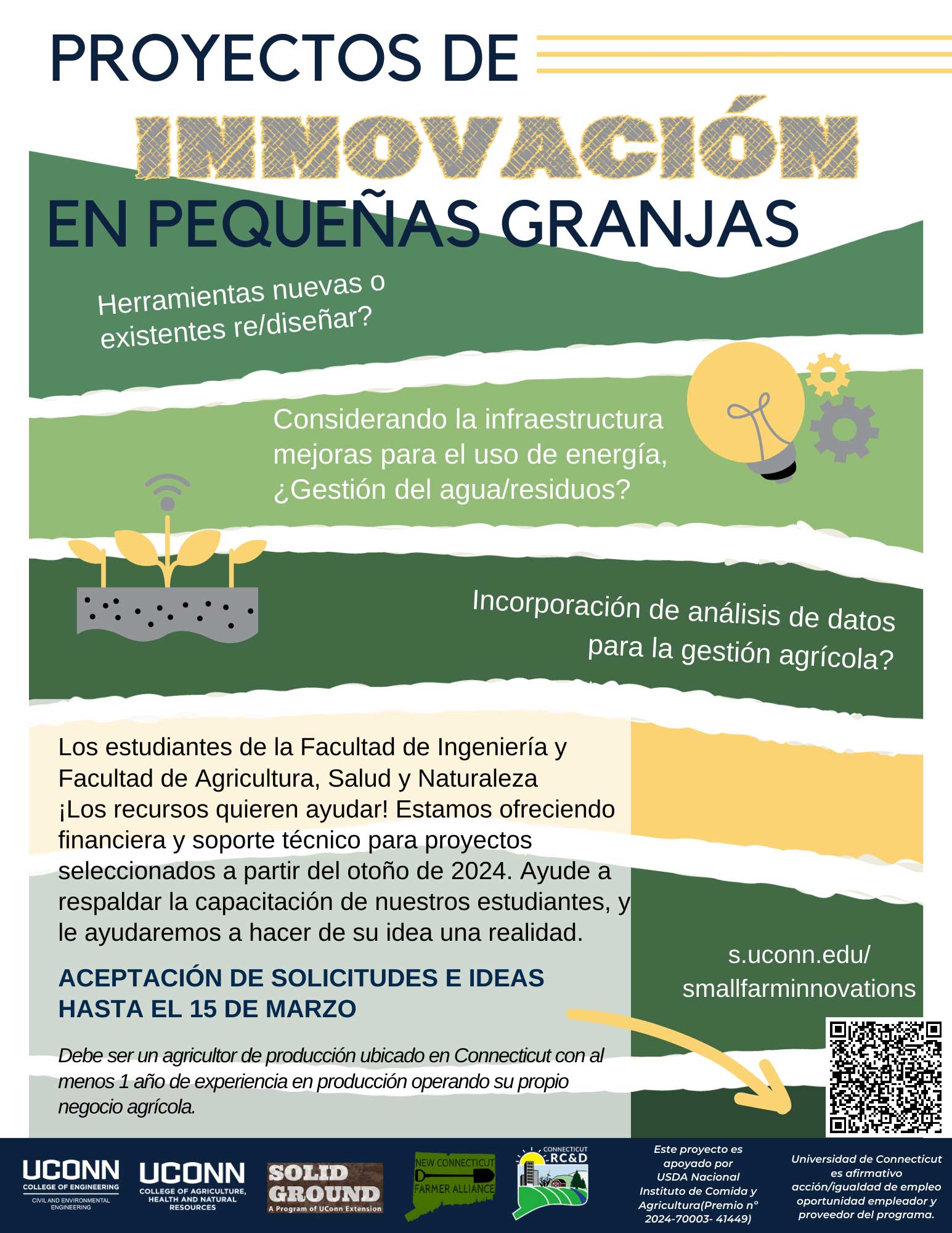 Small farm innovations flyer in Spanish